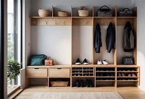 A clean entryway with organized shoes, enhancing safety.