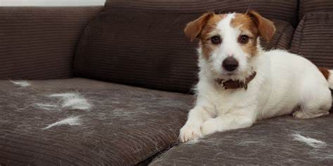 Close-up of a couch with pet hair, showing the challenge of keeping furniture clean