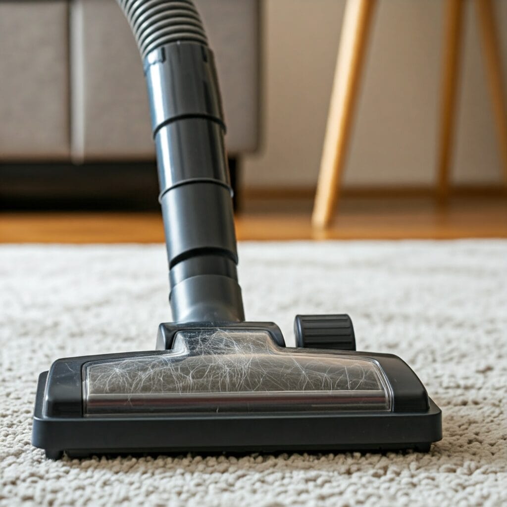 A vacuum cleaner with a pet hair attachment, essential for effective pet hair removal.