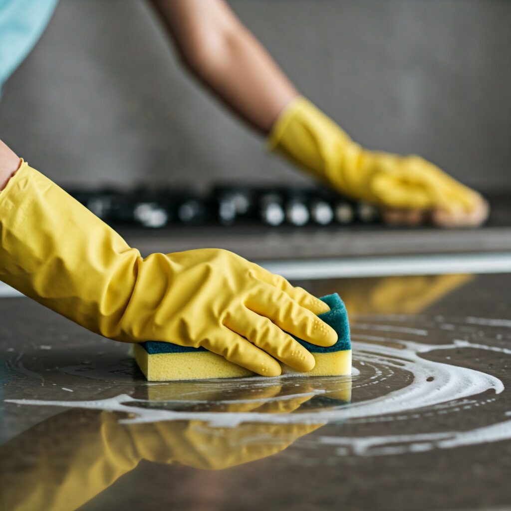 Professional cleaners provide a thorough cleaning service in a home.