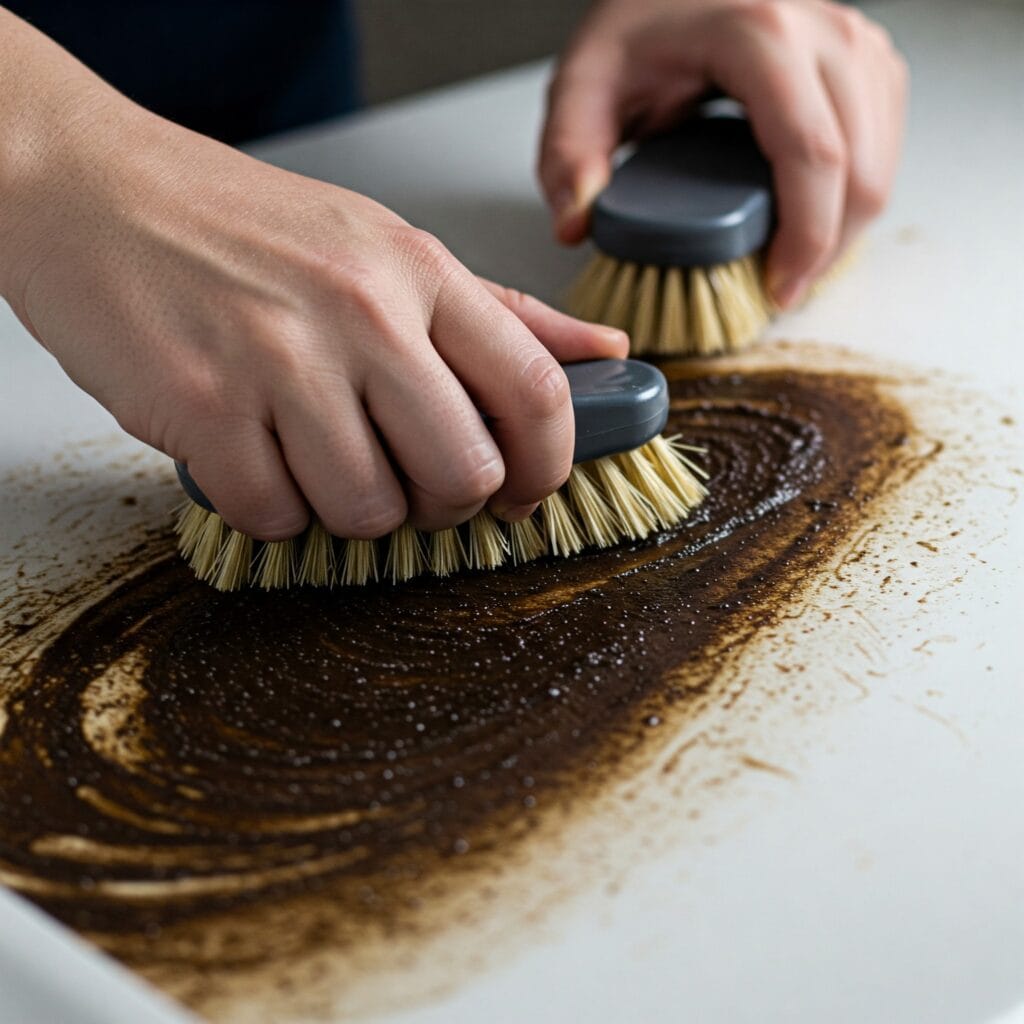 Deep cleaning, scrubbing stain.