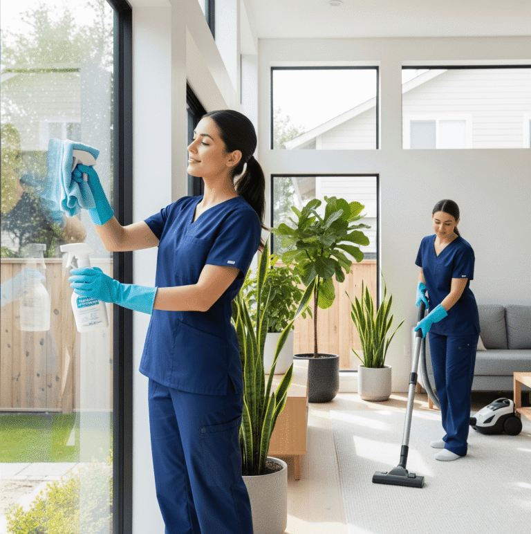 Professional cleaners using safe products and equipments