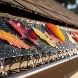 Gutter cleaning with guards to prevent clogs