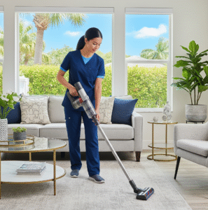 recurring cleaning service keeping a Coral Springs living room spotless