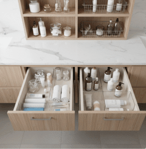 Bathroom organization tips during deep cleaning bathroom