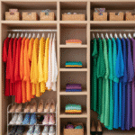 Organizing closets by type and color for tidy appearance