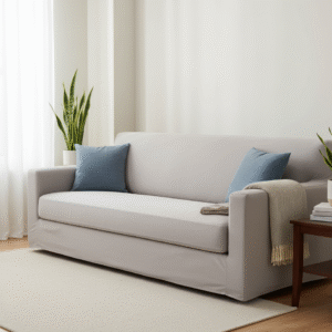 Sofa with slipcovers for furniture protection