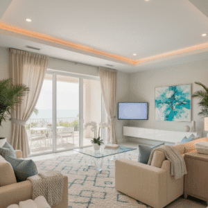 Sparkling living room representing a clean home