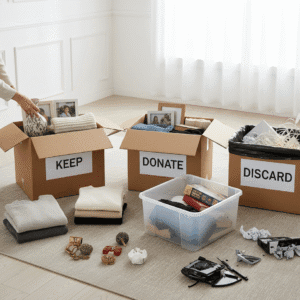 post-Christmas decluttering organization boxes