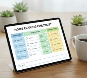 Home cleaning schedule with actionable takeaways
