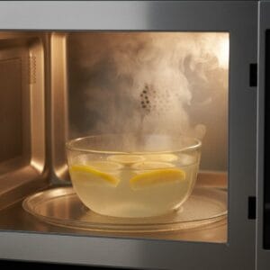 “Lemon steam method for cleaning microwave interior”