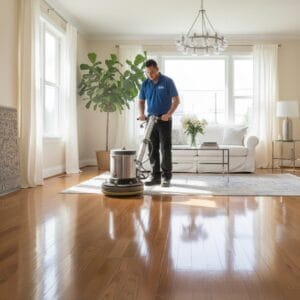 Professional hardwood floor cleaning and polishing service