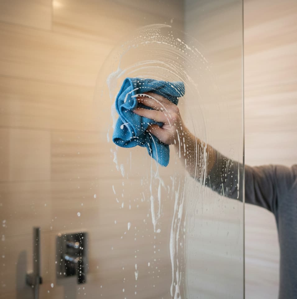 shower glass cleaning removing hard water stains