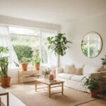 Clean and organized home interior with open windows and natural light