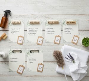 Room-by-room spring cleaning checklist visual